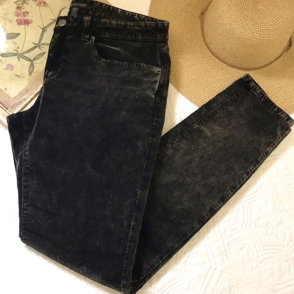 Eileen Fisher Acid Washed Velveteen Skinny Jeans - Picture 1 of 16